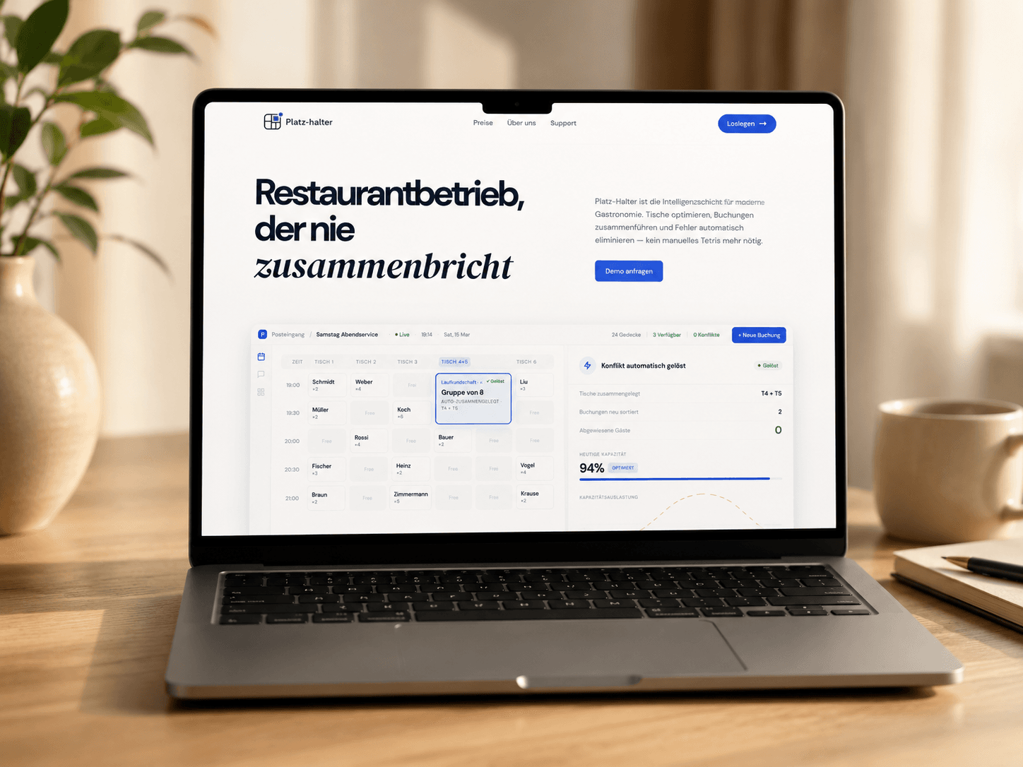 Platz-Halter restaurant floor management dashboard
